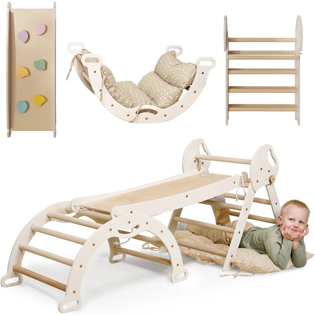 4in1 Montessori Climbing Frame: Pikler Triangle + Arch + Slide Board + Cushion for Toddlers (1–3 Years) - Image 10
