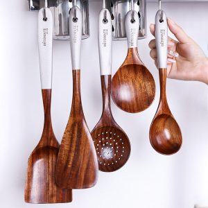 Colorful Teak Lacquer Kitchen Utensils Set
