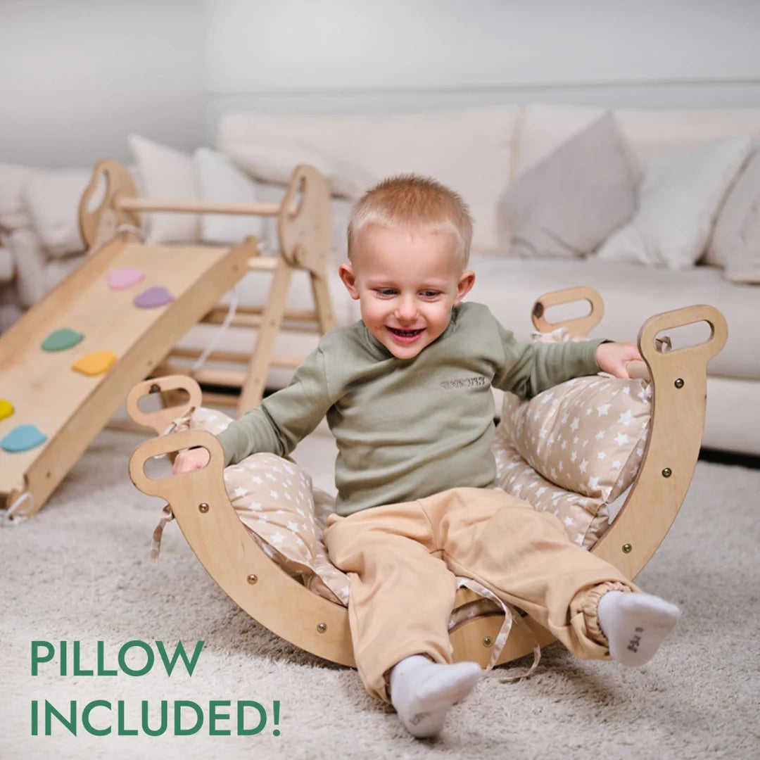 4in1 Montessori Climbing Frame: Pikler Triangle + Arch + Slide Board + Cushion for Toddlers (1–3 Years) - Image 4